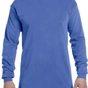 COMFORT COLORS LONG SLEEVE T-SHIRT (6014) ADULT SIZE - NEON BLUE- NEW - BLANK